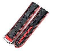 MURVE Rubber Nylon Leather Watchband 20mm 22mm 19 21mm For Omega Seamaster GMT Planet Ocean Diver 300 Orange Silicone Watch Strap(Red leather,20mm)