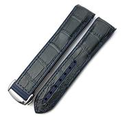 MURVE Rubber Nylon Leather Watchband 20mm 22mm 19 21mm For Omega Seamaster GMT Planet Ocean Diver 300 Orange Silicone Watch Strap(Blue leather,22mm)