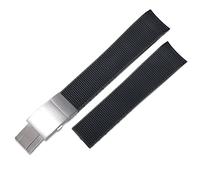 MURVE Rubber Silicone Watch Strap for Longines master Conquest HydroConquest L3 Watchband 21mm Waterproof Watchband(Black silver clasp)
