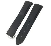 MURVE Rubber Silicone Watchband For Omega Seamaster GMT Diver 300 Speedmaster Hamilton 19mm 20mm 21mm 22mm Watch Strap(Black,20mm Silver buckle)