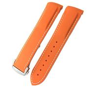 MURVE Rubber Silicone Watchband For Omega Seamaster GMT Diver 300 Speedmaster Hamilton 19mm 20mm 21mm 22mm Watch Strap(Orange white,20mm Golden buckle)