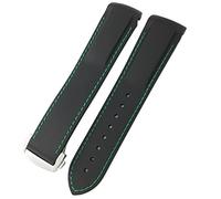 MURVE Rubber Silicone Watchband For Omega Seamaster GMT Diver 300 Speedmaster Hamilton 19mm 20mm 21mm 22mm Watch Strap(Black green,19mm Golden buckle)