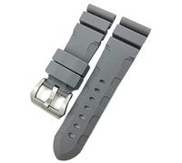 MURVE Rubber Watchband 22mm 24mm 26mm Silicone Watch Strap For Panerai Submersible Luminor PAM Waterproof Bracelet(Gray pin,22mm silver buckle)