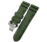 MURVE Rubber Watchband 22mm 24mm 26mm Silicone Watch Strap For Panerai Submersible Luminor PAM Waterproof Bracelet(Green folding,22mm black buckle)
