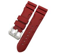 MURVE Rubber Watchband 22mm 24mm 26mm Silicone Watch Strap For Panerai Submersible Luminor PAM Waterproof Bracelet(Red pin,22mm black buckle)