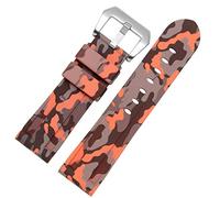 MURVE Silicone watchband For PAM111 386 441 series wristband straps 20mm 22mm 24mm 26mm Waterproof sports camouflage bracelet(Camo orange silver,26mm)