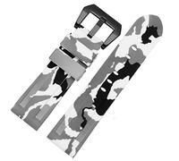 MURVE Silicone watchband For PAM111 386 441 series wristband straps 20mm 22mm 24mm 26mm Waterproof sports camouflage bracelet(Camo white black,26mm)