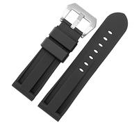 MURVE Silicone watchband For PAM111 386 441 series wristband straps 20mm 22mm 24mm 26mm Waterproof sports camouflage bracelet(Black silver,26mm)