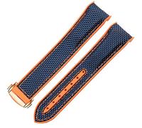 MURVE Watch Bracelet For Omega 300 SEAMASTER 600 PLANET OCEAN Folding Buckle Silicone Nylon Strap Watch Accessories Watch Band(Blueorange rosegold,22mm)