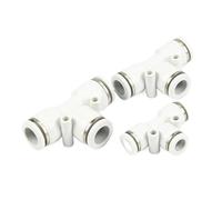 MURVE White 3 Way T Shaped Tee Pneumatic Fittings PE 4mm to 16mm OD Hose Tube Push in Air Gas Fitting Quick Connector Adapters(10mm-10mm-10mm)