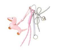 MURYE Lovely Bows Keyring PU Keychain Creative Car Chain Sausage Dog Keyrings Hanging Ornaments Bag Charm for Woman Bows Keyrings Sausage Dog Keychain