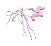 MURYE Lovely Bows Keyring PU Keychain Creative Car Chain Sausage Dog Keyrings Hanging Ornaments Bag Charm for Woman Bows Keyrings Sausage Dog Keychain