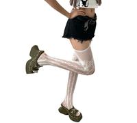 MURYE Subcultures Punk Sheer Pantyhose Heart Striped Patterned Suspender Tights Hollowed Thigh High Stockings Garter Belt Suspender Thigh High Stockings