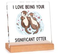 musaecoin Anniversary Wedding Gifts for Her Him, Romantic I Love You Gifts, Cute Birthday Wedding Valentines Day Otter Acrylic Plaque Gift for Couple, Girlfriend, Boyfriend, Wife, Husband