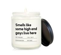 musaecoin Gifts for Gay Men, Funny Gay Pride Gifts for Friends LGBTQ Queer Boyfriend Husband, Christmas Housewarming Anniversary Birthday Presents Handmade Lavender Gay Candle 7oz