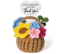 musaecoin Thank You Gift for Women, Crochet Flower Basket Desk Decor | Handmade Appreciation Gifts for Teachers, Employees, Colleagues, Say A Big Thank You Present for Graduation, Retirement