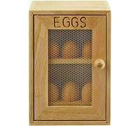 MUSAN 2 Tier Wooden Chicken Egg Cabinet - Dozen (12) Eggs Container Storage Holder Box - Kitchen Display Natural Cupboard Stand Rack - Freestanding Easy Close Door Wire Mask, 25x18x12cm