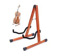 Musbeat Cello Stand with Bow Holder, Mahogany Wooden A-Frame Floor Stand with Padded Foam, Handcrafted Cello Rack Fits 1/2, 3/4, 7/8, 4/4 Full-Size and Guitar, Instrument Holder for Home and Studio