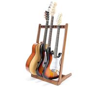 Musbeat Multiple Guitar Stand, Zebra Wood Guitar Rack for 3 Acoustic, 5 Electric or 5 Bass, Hardwood Multi Instrument Stand for Men, Wooden Floor Instrument Racks for Studio Display, Home Decor