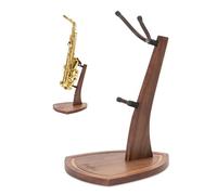 Musbeat Saxophone Stand, Saxophone Stand for Alto and Tenor, Walnue Hardwood Alto Sax Stand with Soft Silicone Yokes, Handcrafted Wooden Tenor Saxophone Holder for Home Studio Display