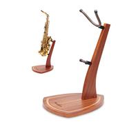 Musbeat Saxophone Stand, Saxophone Stand for Alto Sax and Tenor Sax, Mahogany Hardwood Alto Sax Stand with Soft Silicone Yokes, Handcrafted Wooden Tenor Saxophone Stand for Home Studio Display