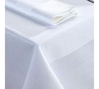 Musbury Elegant 100% Cotton Plain Satin Band Table Linen In White - Napkin 56/56cm (22/22")