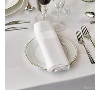 Musbury Elegant 100% Cotton Plain Satin Band Table Linen In White - Tablecloth 89/89cm (35/35")