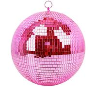 Muscab Mirror Ball for Disco DJ Club Party Wedding Home Decor, 12 Inch Disco Ball with Hanging Ring, Pink