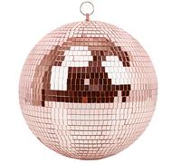Muscab Mirror Ball for Disco DJ Club Party Wedding Home Decor, 12 Inch Disco Ball with Hanging Ring, Rose Gold