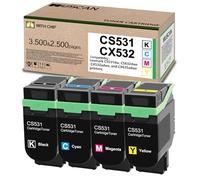 MUSCAN CS531 CX532 Toner Cartridge with Smart Chip, 4 Pack | Compatible with Lexmark CS531dw CS632dwe CX532adwe CX635adwe Printers, Replacement for 75M10K0 75M10C0 75M10M0 75M10Y0