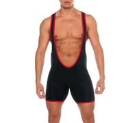 Muscle Alive Men Fitness Athletic Deep Scoop Wrestling Singlet Sports Bodysuit Jumpsuits Black S