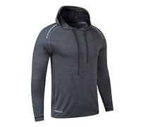 Muscle Alive Men's Bodybuilding Long-Sleeve Hoodie Running Sweatshirts Dry Fit Performance Stretchy Polyester and Spandex Color Dark Grey Size 2XL
