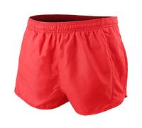 Muscle Alive Men's Sports 1" Elite Split Running Shorts with Side Mesh Panel Quick Dry Lightweight Polyester Red XL