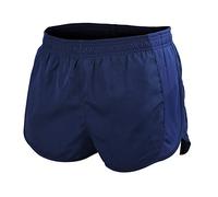 Muscle Alive Men's Sports 1" Elite Split Running Shorts with Side Mesh Panel Quick Dry Lightweight Polyester Dark Blue M