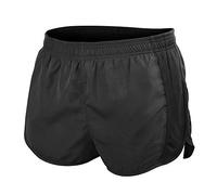 Muscle Alive Men's Sports 1" Elite Split Running Shorts with Side Mesh Panel Quick Dry Lightweight Polyester Black L