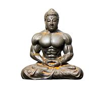 Muscle Buddha Statue Funny Fusion Art Desktop Decor Sculpture, Imitation Hand-Carved Rust Finish, Mini Zen Meditation Figurine for Office Desk, Bookshelf, Great Gift Idea for Men,d (d)