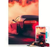 Muscle Car Smoke 1000 Pieces Jigsaws Adults Puzzles Gifts Memory Upgrade Leisure Time Sharp Cut Wall Art Decor (38x26cm)