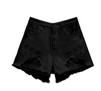 Muscle Fit Jean Shorts Womens Ripped Distressed Stretchy High Waisted Denim Shorts Pockets Cut Off Frayed Raw Hem Casual Hot Pants Summer Fashion Beach Vacation Clothes Petite to Curve S-5XL(Black)