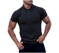 Muscle Fit Polo Shirts for Men Short Sleeve Lapel Button Up Golf Shirt Casual Business Performance Tennis T Shirts Ropa Elegante para Hombre(Navy, XL)