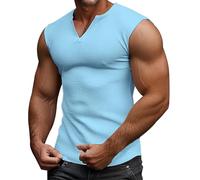 Muscle Fit Shirts for Men Workout Slim Fit Sleeveless Casual Gym Tshirts Lightweight Pullover V-Neck Sports Summer Waffle Tank Tops Training Quick Dry Big and Tall Running Vest