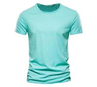 Muscle Fit T Shirt Men Cotton Short Sleeve Casual Solid Color Round Neck Summer T Shirts Classic Basic Stylish Comfy Daily Sport Running Tshirt Breathable Lightweight Work Out Gym Tshirts Mint Green