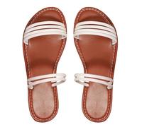 Muscle Fit Women's Flat Slide Sandals Ladies Casual Slip On Strap Slides Open Toe Wide Fit Summer Versatile Outdoor Traveling Walking Hiking Shooting Slippers Lightweight Comfortable Footwear(White)