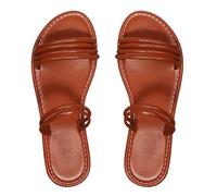 Muscle Fit Women's Flat Slide Sandals Ladies Casual Slip On Strap Slides Open Toe Wide Fit Summer Versatile Outdoor Traveling Walking Hiking Shooting Slippers Lightweight Comfortable Footwear(Brown)