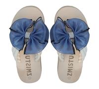 Muscle Fit Womens Flower Flip Flops UK Ladies Beach Slides Bohemian Flat Shoes Open Toe Low Wedge Thick Cushion Support Sandals with Plantar Fasciitis Slip On Summer Casual Versatile Footwear(Navy,6)