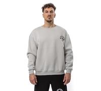 MUSCLE GYM Men’s Sweatshirt - Crew Neck, Premium Cotton-Poly Blend, Muscle Fit, Relaxed Jumper for Gym & Casual Wear | Muscle Works Gym Jumper (UK, Alpha, XL, Regular, Regular, Stone Grey)