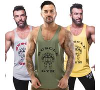 Muscle Gym Men's Tank Top, Y-Back Muscle Sleeveless Active Sports Athletic T-Shirt, Breathable Quick Dry-Fit Gym Fitness Vests, Training Running Bodybuilding Stringer Vest (Green-2XL)