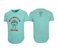 MUSCLE GYM Shirts for Men, Premium Soft Cotton Rag Top, Mens Gym Clothing, Short Sleeves, Round Neck, Muscle Fit, Activewear Pull Over T-Shirt (Lime Green, XXL)