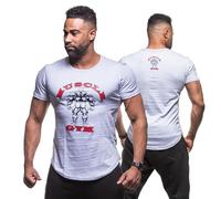 MUSCLE GYM Shirts for Men, Soft Cotton Rag Top, Mens Gym Clothing, Short Sleeves, Round Neck, Muscle Fit, Activewear Pull Over T-Shirt (Grey, XL)