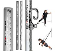MUSCLE KIK Adjustable Workout Wall Anchor System - Sleek Home Gym & Resistance Band or Suspension Straps Wall Anchor for 100+ Exercises - 300lbs Pulling Power & Easy Installation | Silver (2" x 40")