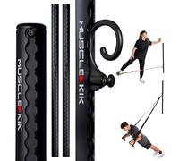 MUSCLE KIK Adjustable Workout Wall Anchor System - Sleek Home Gym & Resistance Band or Suspension Straps Wall Anchor for 100+ Exercises - 300lbs Pulling Power & Easy Installation | Black (2" x 40")